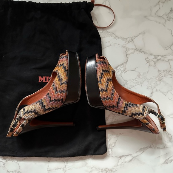 Missoni Multicolor Knit Slingback Peep Toe Heels - Size 8 - Picture 7 of 8